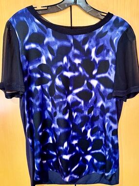 Elie Tahari Mixed-Media Silk and Mesh Blouse